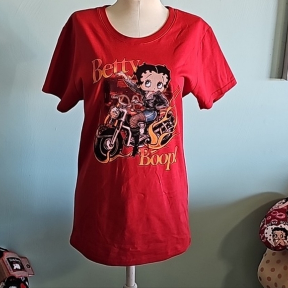 Betty Boop Tops - BETTY BOOP Biker Logo T-Shirt/Blouse